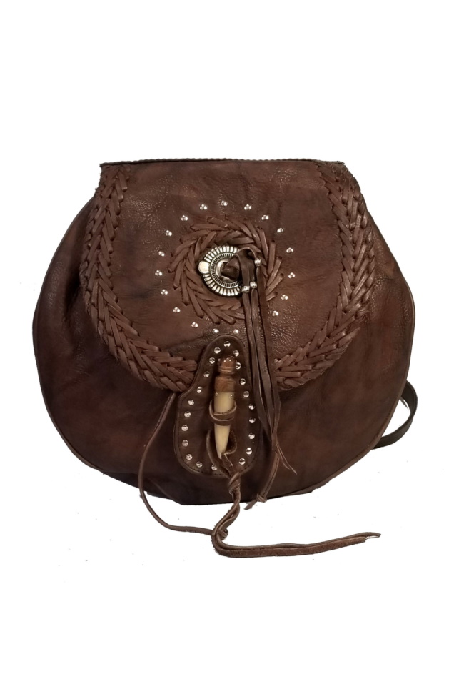 (image for) Coby Leather Hand Laced Flap Concho Studded Backpack